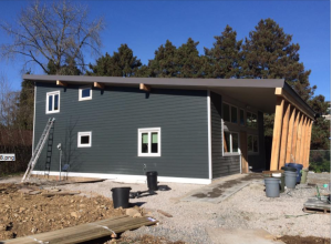 The AYO house nearing completion at UBC. Photo courtesy of Chief James Delorme, Klahoose First Nation