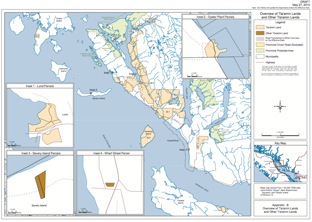 Map of the Tla'amin Nation lands