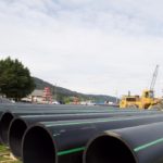 Sections of the pipe waiting to be fused