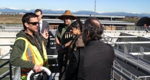 Chief Bryce Williams, with hat, natural resources manager and member of the Legislature Laura Cassidy and chief administrative officer Tom McCarthy got a tour of the facility