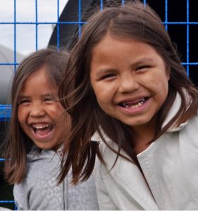 Large smiles were worn by Serena Seymour, 7, and her sister Ciara, 5, who were visiting with their parents from Stz’uminus First Nation