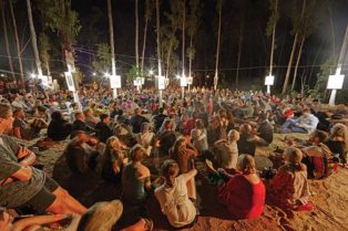 night time gathering of people