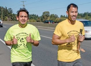 two men running