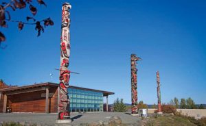 Totem poles at university campus