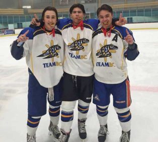 three male hockey players