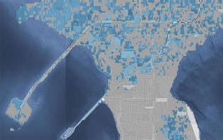 map of projeted water levels due to climate change