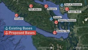 map of existing and proposed oil spill response bases