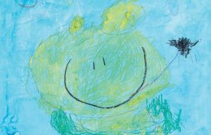 Kindergarten drawing of a frog