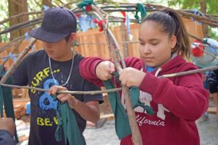 Youth build framework of sweat lodge