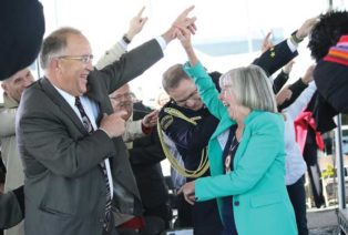 Ralph Nilson and Judith Guichon celebrate