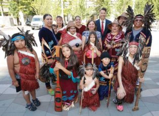 First Nations representatives at plaza naming ceremony